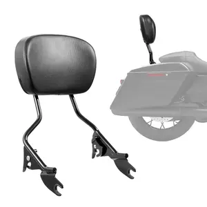 Detachable Motorcycle Passenger Backrest, Compatible with Harley-Davidson Touring, Street Glide, Road Glide, Road King, 16-Inch Height, Black