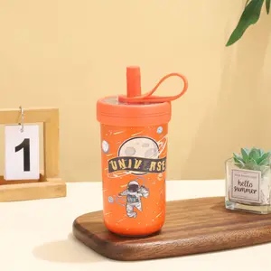 Portable Vacuum Flask 316 Stainless Steel with Straw and Whisk BPA Free Insulated Coffee Cup for Office Home Outdoors