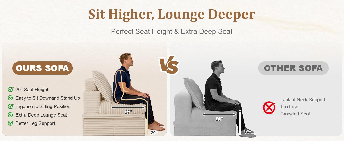 【2 Packages Shipping】NABUMI 71" Small Modular Sectional Sofa with Storage, Extra Deep&High Seat Corduroy Cloud Couch, 2 Seater Loveseat Sofa with Ottomans, Comfy Fluffy, Free Combination, Tool-Free Assembly, Black, Beige, Dark Gray, Green