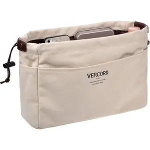 Vercord Canvas Handbag Organizers, Sturdy Purse Insert Organizer Bag in Bag, 10 Pockets Red Small