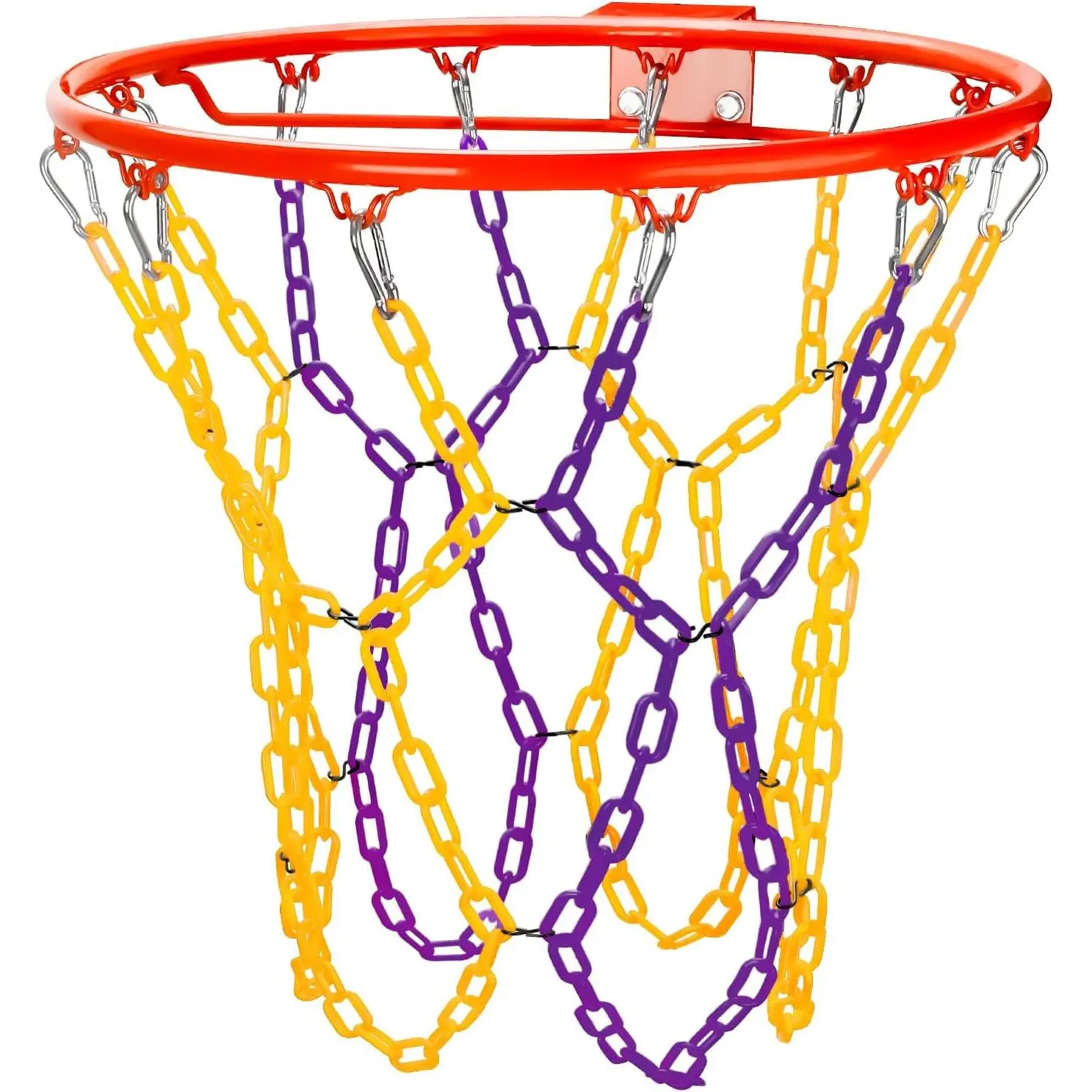 Heavy Duty Synthetic PP Basketball Net Replacement - Ball Sports Equipment, 12-Ring Standard Basketball Hoop Accessory, Anti-Rust, Easy Installation, Indoor Outdoor Use, Standard Size, Artificial Woven, Chain Pattern, 12-Ring Mesh, Frame Compatible