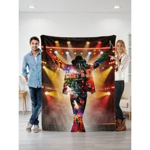 Michael Jackson Flannel Blanket 3D Classic Pop Star Print Soft Warm Cozy Blanket for Bedroom Sofa Decor Gift