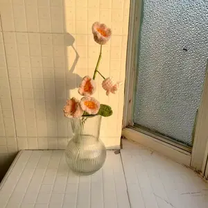 Handcrafted Multicolor Lily of the Valley Baby's Breath Daisy Simulation Flower Knitted Art Decor Bouquet