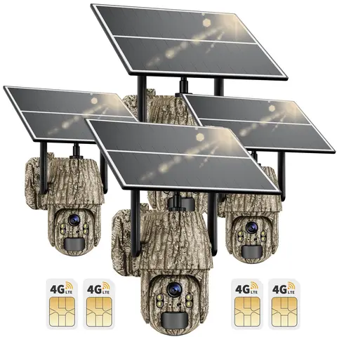 4G LTE Cellular Trail Camera with Solar Charging Panel, 355° Pan, Live Feed Video Recording, Included SIM Card, 300 Megabytes Cellular Data, 2-Second Motion Activation, 2000P Color Night Vision, IPX65 Waterproofing for Hunting (Subscription Required)
