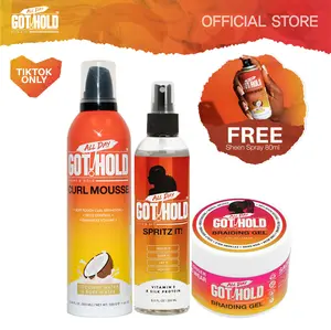 All Day Got Hold | Braiding & Care Bundle | Braiding Gel, Spritz It!, Curl Mousse + Sheen Spray Free Gift 4c hair styling gel Hair