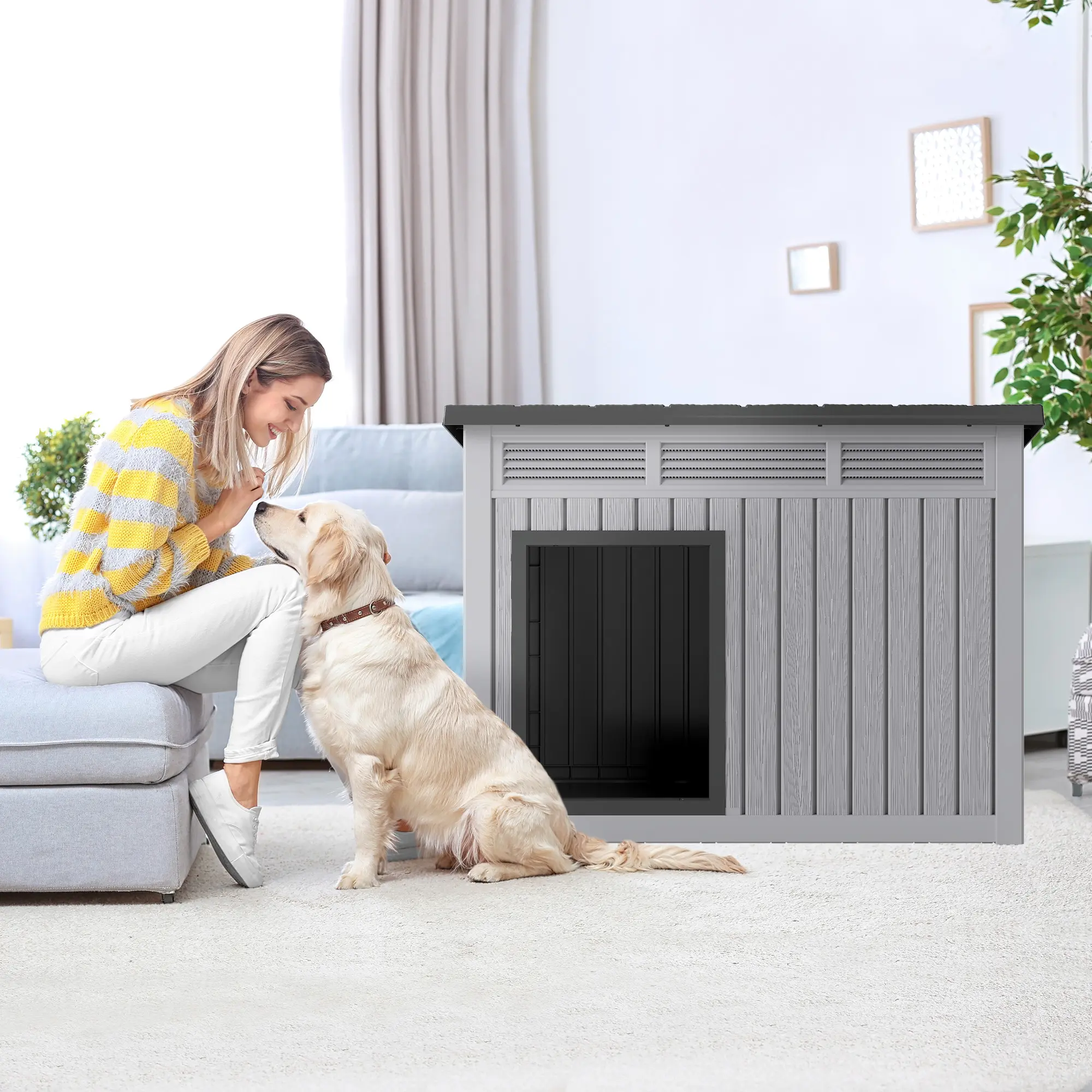 【Summergarden】Doghouse Sturdy Frame Doghouse for Small & Medium Pets - Dual-Use for Indoor & Outdoor, Easy to Clean & Assemble  Kennel  for   Kennel