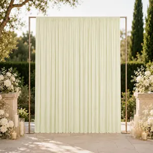 10ft x 12ft Spandex Backdrop Curtain Ivory, 4-Way Stretch Wrinkle-Free Photo Booth Backdrop with Rod Pockets for Wedding & Events