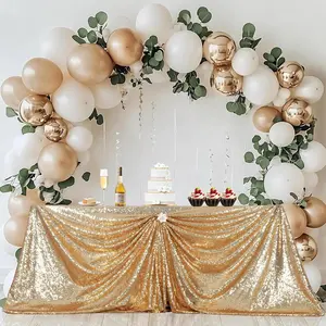Sequin Tablecloth Gold 50"X80" Rectangle High-Density 3mm Sequin Embroidery Closely Stitched for Extra Shimmer, Perfect for Weddings, Holiday Banquets & Upscale Party Decor Visit the PartyDelight Store
