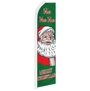 Merry Christmas HoHoHo Large-Size Polyester Flag Banner, Curved Sleeve, Free-Fly Edge, Festive Advertising, Home & Party Supplies Backdrop