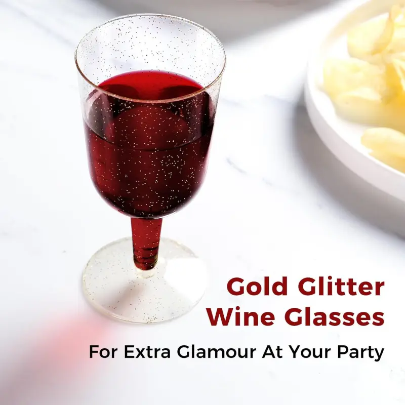 30 Pack 6oz Plastic Wine Glasses  Disposable Gold Glitter Mini Stemware  with Removable Base for Weddings, Parties, Champagne, Toasting | Mini,  Disposable, Stemware, for Weddings, for Parties, for Cocktail - TikTok Shop