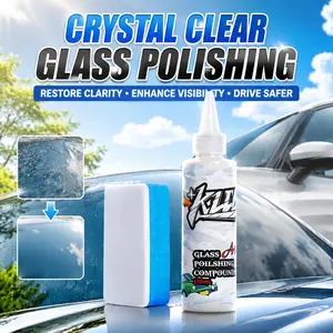 Glass Polish Water Spot Remover – Instant Removal of Oil Film, Hard Water Stains & Wiper Marks, Restores Ultra Clear Windshield Visibility with Long-Lasting Hydrophobic Protection
