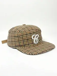 1pc Men's G Letter Embroidered Leopard Print Adjustable Snapback Hat, Street Hip Hop Cap, Warm Sun Protection Plaid Flat Brim Hat, Christmas Gift