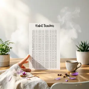 10 Habit Tracking Cards, 31-Day Goal Tracker, Fitness/learning/hydration/meditation Progress Monitor, Simple Grid Habit Log, Icon Check-Off Cards