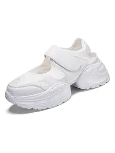 All-Day Comfort White Platform Sandals | Breathable Mesh Adjustable Strap Walking Shoes