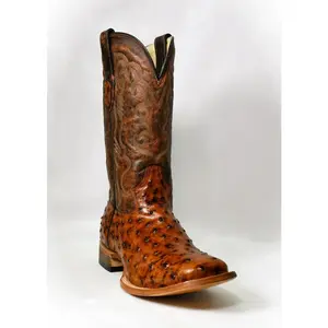 COWTOWN COGNAC OSTRICH PRINT BOOTS