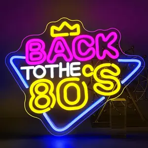 80s Neon Light Wall Decor, USB Connected LED Party Decoration, Retro Background Lighting for Photography, Vintage Party Supplies, Gift