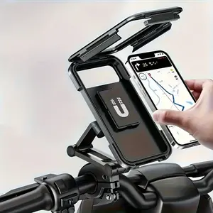 2024Ideal Motorcycle and Bicycle Phone Holder, ABS Material, Telescopic Design, Rainproof Navigation Mount for Cycling & E-Bikes, Phone Holder For Motorcycle, Ebike Accessory, Compact Design, Telescopic Holder, Highquality Grip, Rainproof Construction