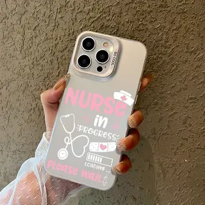 Pink Cute Nurse In Progress Aesthetic Trendy Phone Case Compatible with iPhone 17/16/15/14/13/12/11/Pro/ProMax/Plus/17Air/Xsmax/16E, for Samsung S25/S24/S23/S22, Featuring a Shockproof Matte Back, Uv Printed, Birthday Christmas Gifts For Women