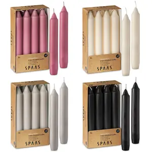 6" Unscented Straight Candlesticks, 5 Hour Burning for Wedding and Home Decor, Pack of 8, Ivory, Beige, Black, Rose Blush