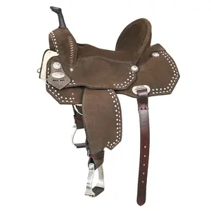 HILASON Flex Tree Western Horse Stud Trail Barrel American Leather Saddle Brown | for Horses