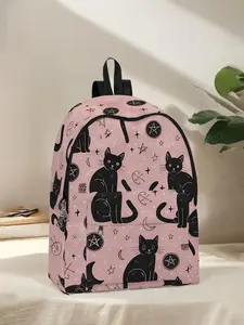 Cat Print Backpack, Fun Design, Fashionable Look, Spacious Storage, Ideal for School, Travel, Business Trips, Back-To-School Season