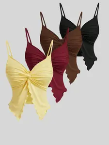 Classic essential multi-color combination versatile butterfly shape for women casual versatile adjustable sleeveless Spaghetti Strap suspender 4-piece set
