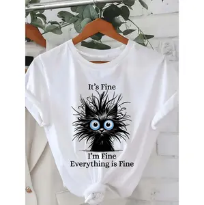 Golf Gift T-Shirt For Men And Women Sarcastic Cat Graphic Womens Light Blue Casual Tee With Playful Summer Design And Comfortable Stretch Fit