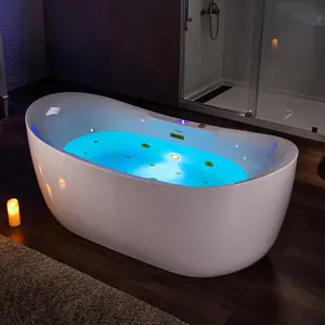 WOODBRIDGE 72" x 35-3/8" Whirlpool and Air Bath Heated Soaking Combination Tub with Adjustable Speed Air Blower and Display Control Panel, Brushed Gold Finish Trim and Drain Kit, BG400
