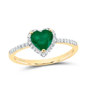 1/5Ctw-Nat Dia Cn 6X6Mm Hs-Em Nat Gem Heart Ring (1.53 grams)