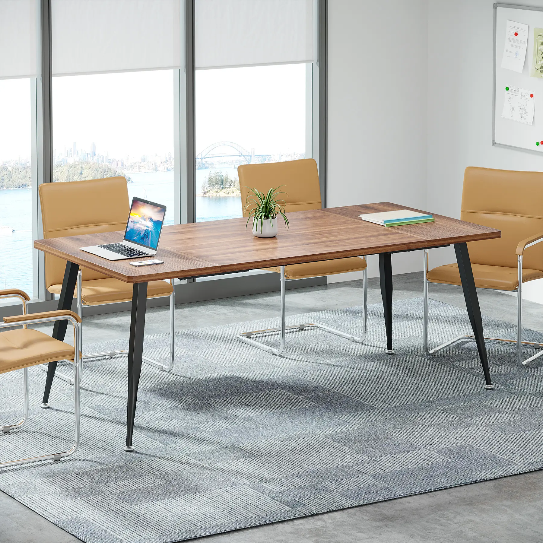 Tribesigns Conference Table for 6-8, Rectangular Modern Meeting Tables with Metal Legs Tribesigns Conference Table for 6-8, Rectangular Modern Meeting Tables with Metal Legs