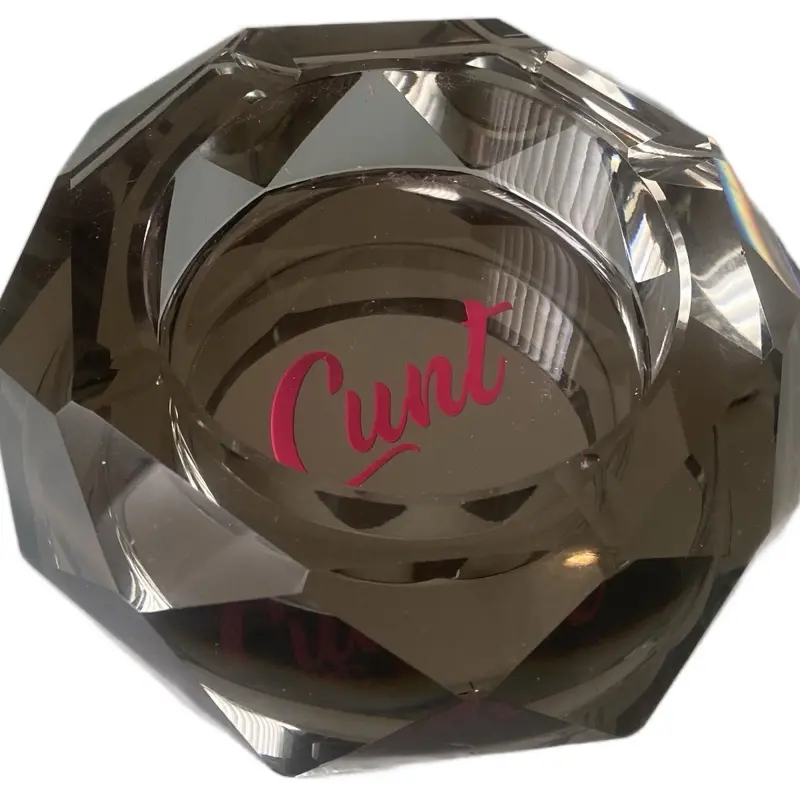 black crystal ashtray