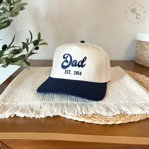 Custom Dad Hat Embroidered with Year Classic Dad Text Adjustable Comfortable Fit Perfect for Father's Day Gift Personalized Cap for New Dads EST Year