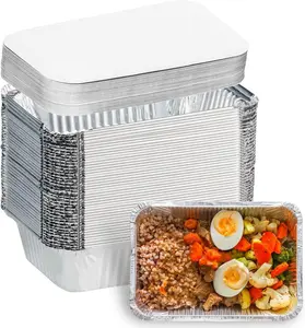 Aluminum Pans with Lids (50-Pack, 8.5"×6") 2.25 LB Capacity Foil Food Containers with Lids - 50 Pans and 50 Cardboard Covers - Disposable Tin Foil Pans - for Baking, Meal Prep and Freezer, Takeout