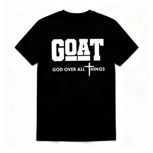 GOAT God Over All Things Cross Christian Faith Bold Letter Graphic T-Shirt（No box included）