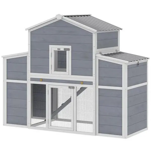 Spacious 66.5" furniture-style Chicken Coop with Dual Nesting Boxes and Ramp