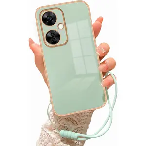 for  Nord N30 5G Case for Women Electroplating Luxury Bling Aesthetic Trendy Pretty, Full Camera Soft TPU Protection Shockproof Cover for  Nord N30/CE 3 Lite 5G (Mint Green)