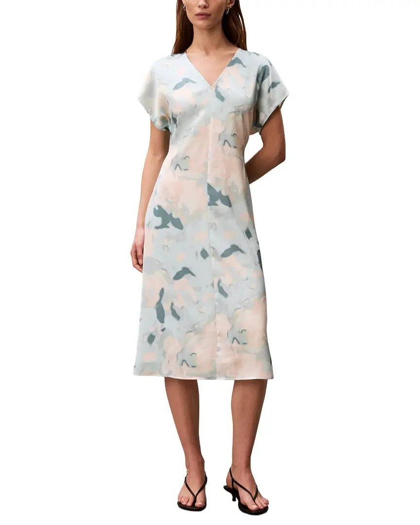 Calvin Klein Satin Print Midi Dress