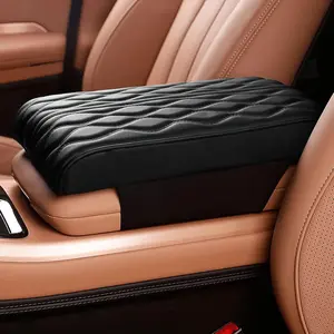 Center Console Heighten Cover, Leather Memory   Armrest Booster Pads, Leather  Armrest Cover Protector, Suitable for  , SUVs, ,  (Black)