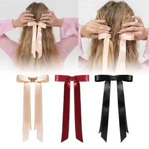 Magnetic Hair Clips with Bow & Long Ribbons Invisible Hold for Thick Hair,Elegant Hair Accessories for Women Girls, Gift for Her, Super Cute Clips