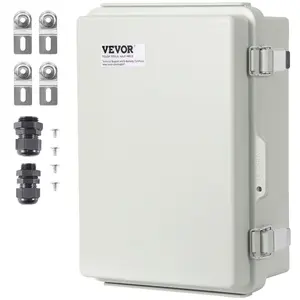 fathersdaygift VEVOR Outdoor Electrical Junction Box, 16.93x 12.99x 7.09 in, ABS Plastic Electrical Enclosure Box with Hinged Cover Stainless Steel Latch, IP67 Dustproof Waterproof for Outdoor Electrical Projects
