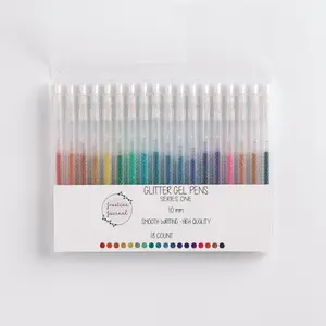 Jessica's Journal Glitter Gel Pens - 18 Count Rainbow Color Scheme Series One 10mm Smooth Writing Comfort Grip Design for Journaling & Note-Taking