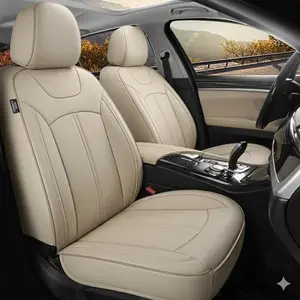 5pcs PVC Leather Car Seat Cover Full Set Front Rear Cover Zipper Design Fit For Solid 40/60, 60/40, 50/50 Split Bench For Most Cars Trucks SUVs