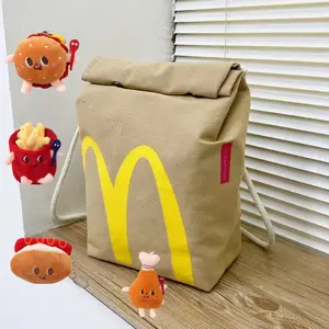 Funny Retro  Handbag  Backpack Cute Crossbody Bag Funny  Casual Canvas Shoulder Bag   with Hamburger
