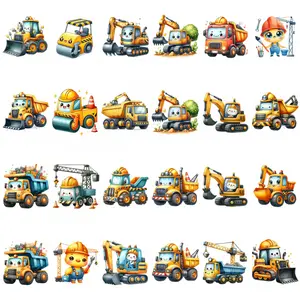 36Pcs Western Style DTF Heat Transfer Vinyl Patches Building Vehicle Iron on Decals for Jeans T Shirts Hats DIY Crafts Applique Decor