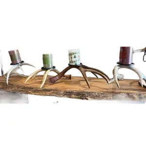 Rustic Antler Candle Holder - Naturally Shed Antlers for Unique Shape & Character - Perfect for Centerpieces, Mantles, and Cabins