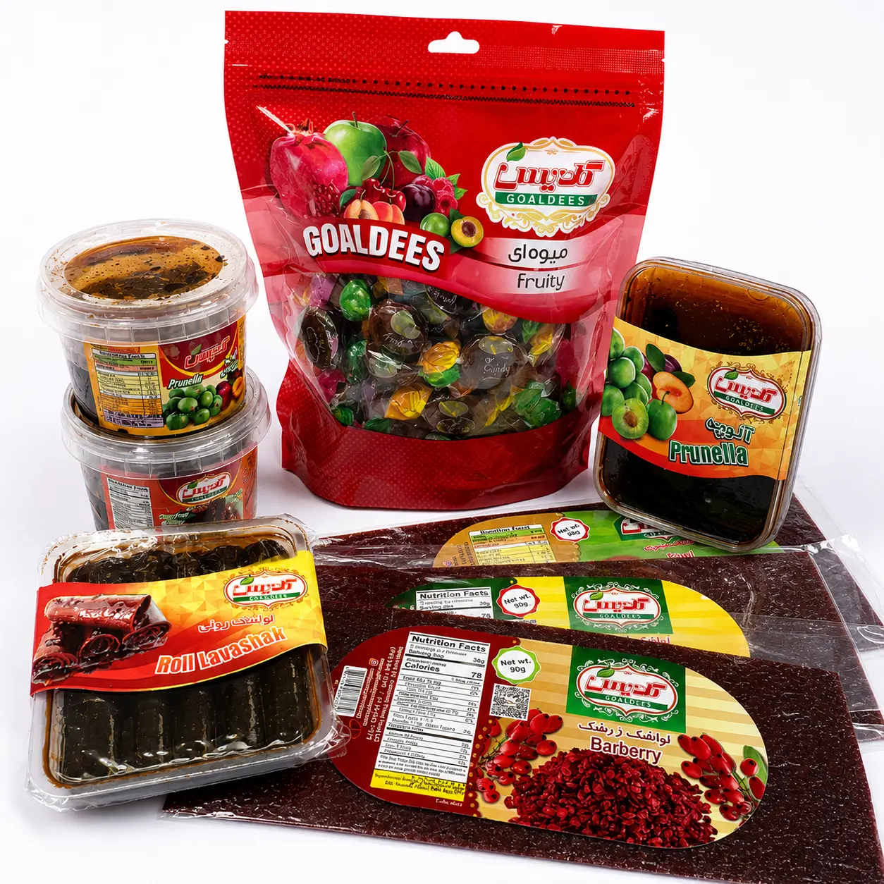 Persian Lavashak Sour Candy Bundle Box | Lavashak Roll, Prunella & Iranian Snack Lavashak Bundle (Viral) Goldis