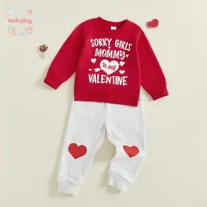 Toddler Baby Girls Fall Set, Fashionable Letters Printed Long Sleeve Pullover with Pants 2 Pcs Outfit, Casual Baby Girls Set