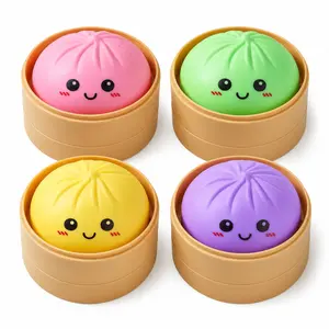 Dumpling Squishies, Dumpling Mystery Box, Colorful Dumplings Stress Balls Fidget Sensory Toy, Stocking Stuffers with Food Steamer Stretchy Desk Toys