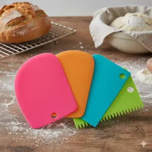 Flexible Fondant Scraper: High-Temp Non-Stick Baking Tool, Cake Decorating & Smoothing Kit. Professional, Easy-Clean, Antibacterial Design. 4-in-1 Icing Spatula, Leveling & Shaping Multi-Tool for Efficient Baking.