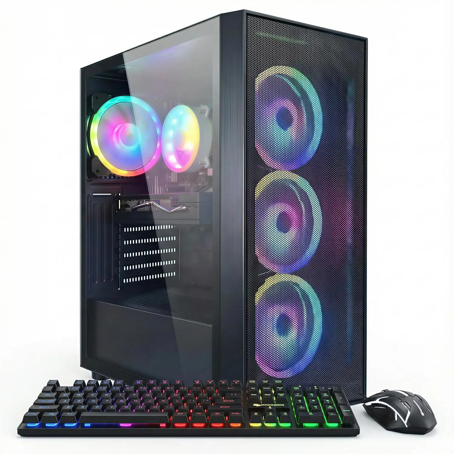 STGAubron Gaming PC Computer Desktop, Radeon RX 580 8G, Intel Core I7 8th up to 4.10 GHz, 16G DDR4, 512G SSD, WiFi 6 & BT 5.2, RGB Fan x4, Windows 11 Home